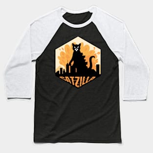 Catzilla City Cat Monster Baseball T-Shirt